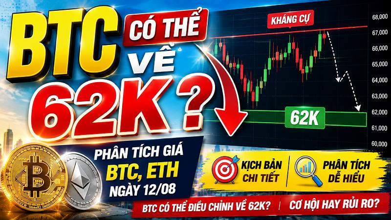 Phân Tích BTC Hôm Nay 12/08: Bitcoin Có Thể Giảm Về 62K? Entry Short BTC & ETH