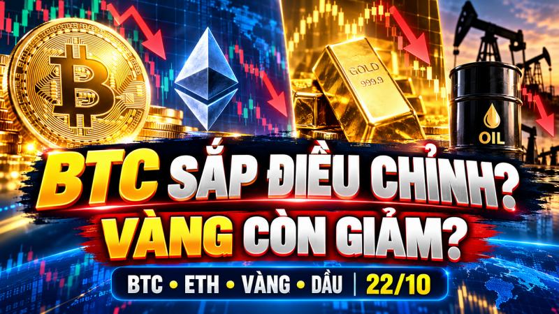 BTC SẮP CÓ NHỊP GIẢM MẠNH? VÀNG VẪN CHƯA TẠO ĐÁY? | Góc Nhìn Thị Trường BTC, ETH, Vàng & Dầu Ngày 22/10